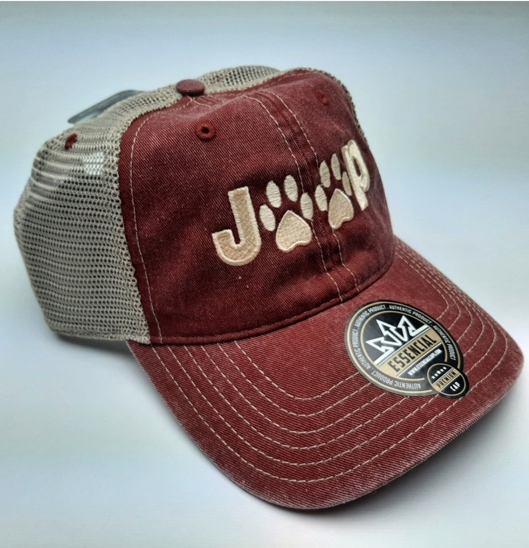 Jeep Paw Prints Relaxed Trucker Mesh Snapback Baseball Cap Hat Embroidered