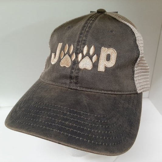Jeep Paw Prints Relaxed Trucker Mesh Snapback Baseball Cap Hat Embroidered