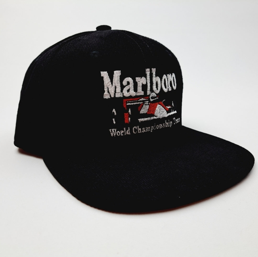 Marlboro Formula 1 Racing Embroidered Flat Bill Corduroy Snapback Cap Hat Red