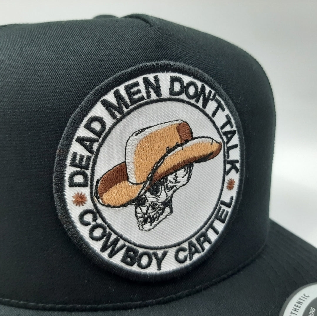Cowboy Cartel Dead Men Don't Talk Flat Bill Mesh Snapback Black Cap Hat Embroidered