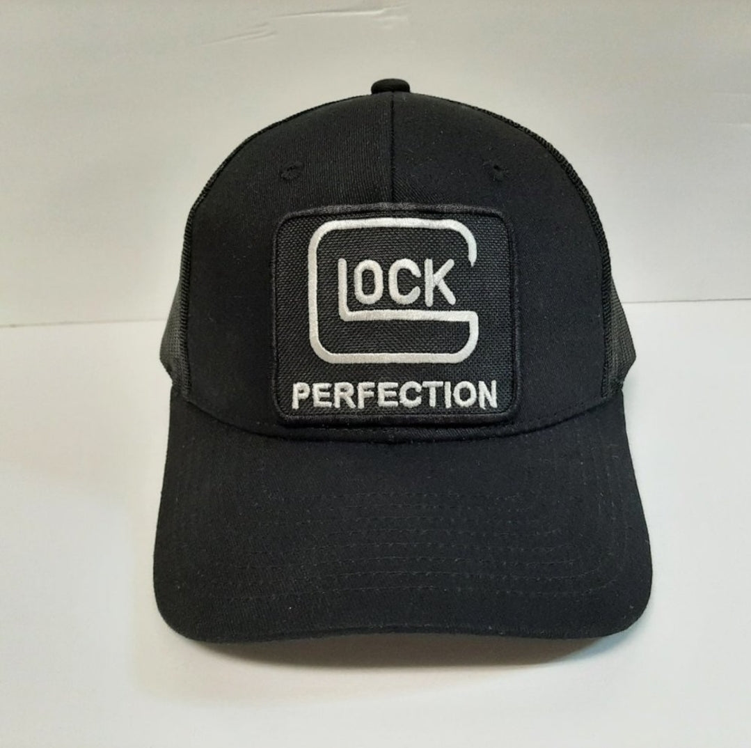 Glock Embroidered Patch Curved Bill Trucker Mesh Snapback Cap Hat Black Size XL