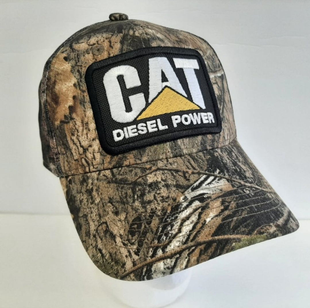 Cat Diesel Hat Embroidered Patch Mesh Snapback Low Profile Cap Camouflage