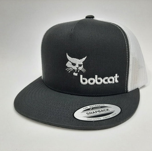 Bobcat Skidsteer Embroidered Cap Flat Bill Mesh Snapback Hat