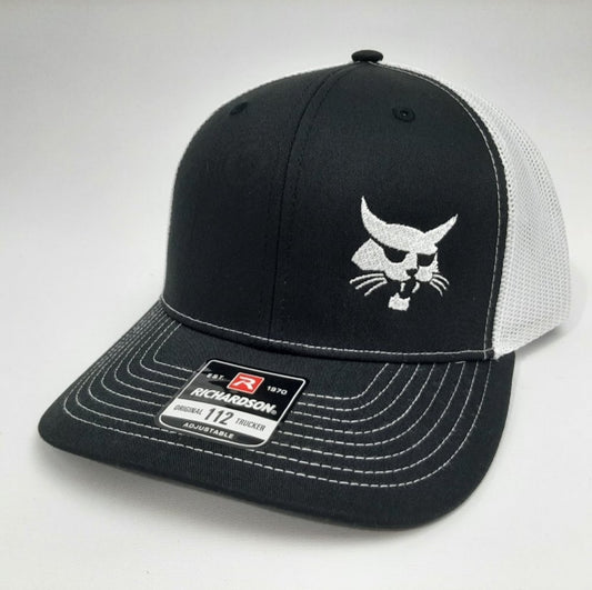 Bobcat Skidsteer Richardson 112 Trucker Mesh Snapback Cap Hat Black & White