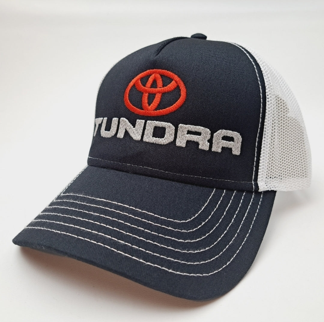 Toyota Tundra Trucker Mesh Snapback Cap Hat Black & White