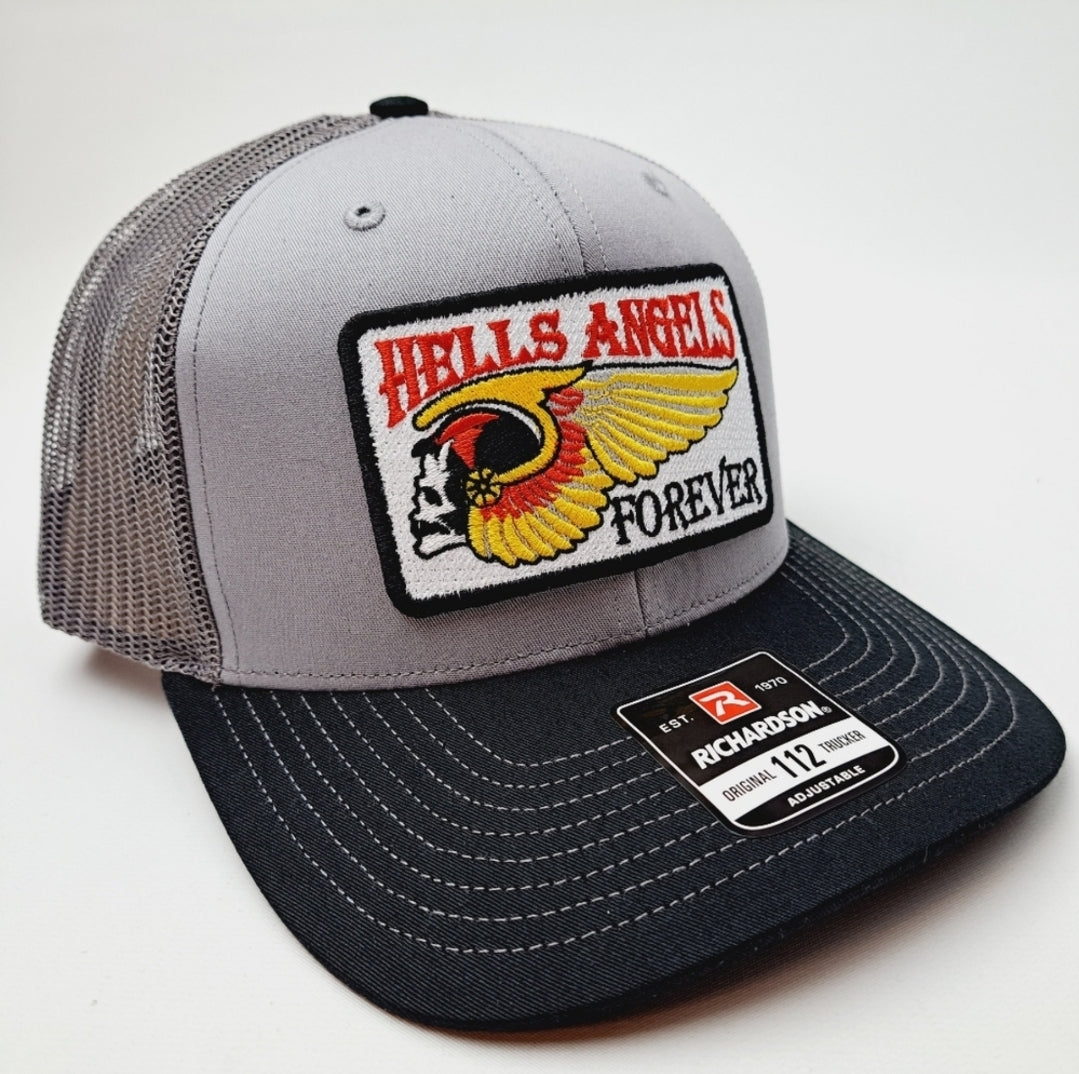 Hells Angels Forever Richardson 112 Mesh Snapback Trucker Gray & Black