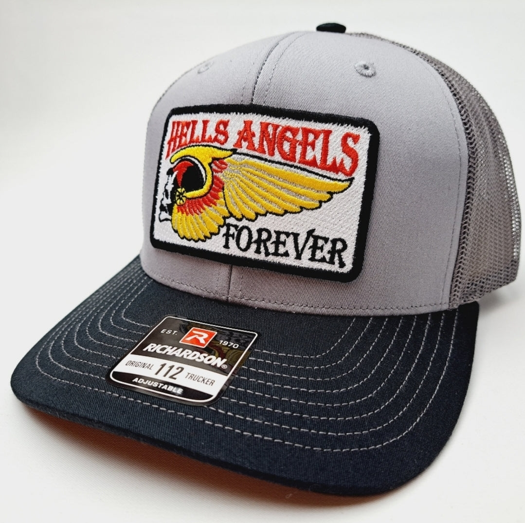 Hells Angels Forever Richardson 112 Mesh Snapback Trucker Gray & Black