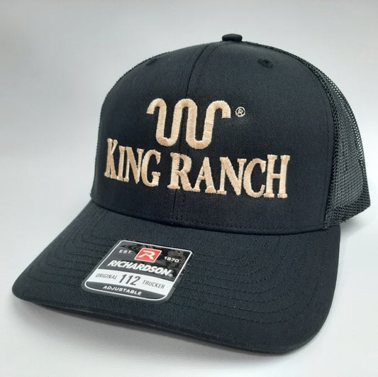 King Ranch Richardson 112 Embroidered Curved Bill Mesh Snapback Cap Hat Black