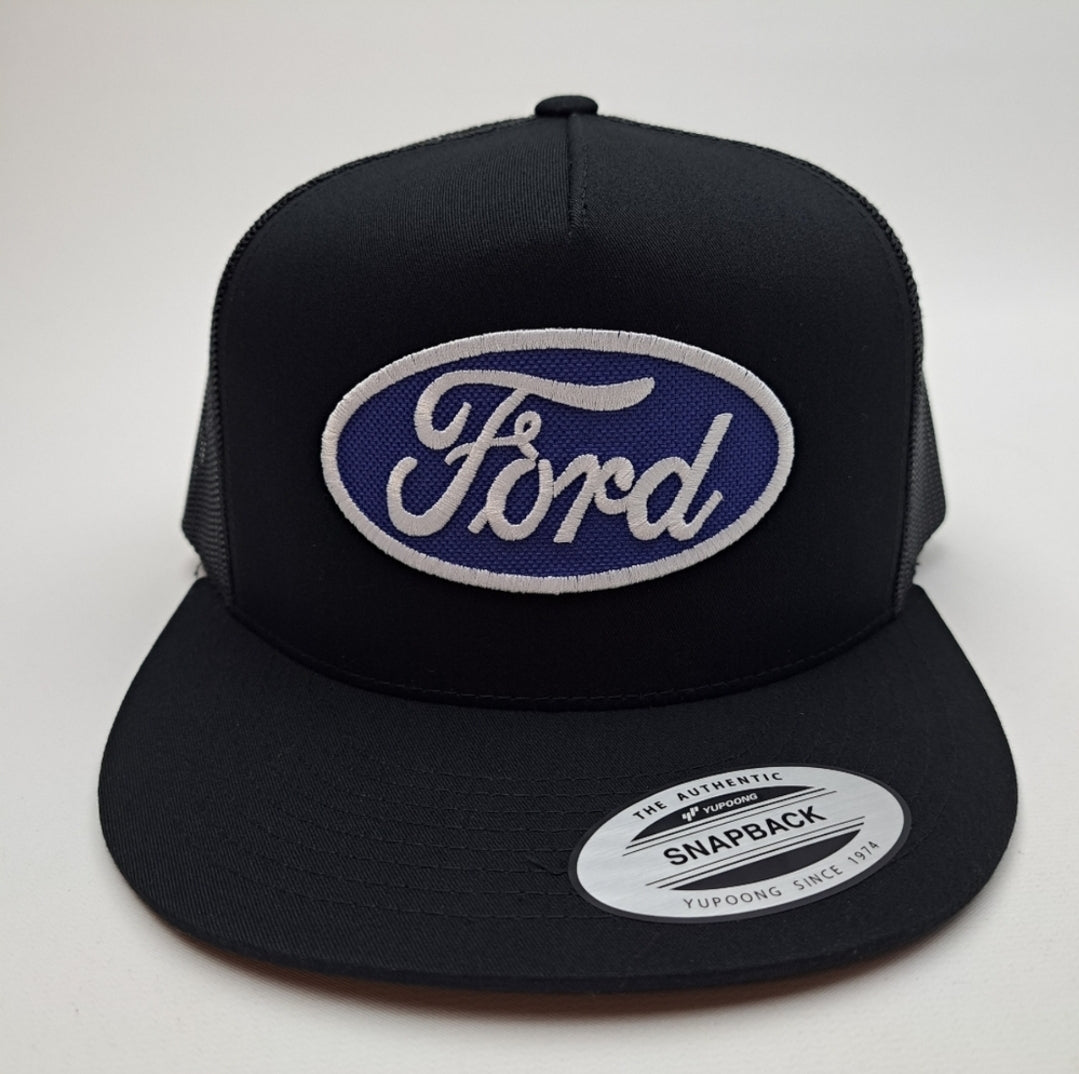 Ford Embroidered Patch Cap Flat Bill Mesh Snapback Hat