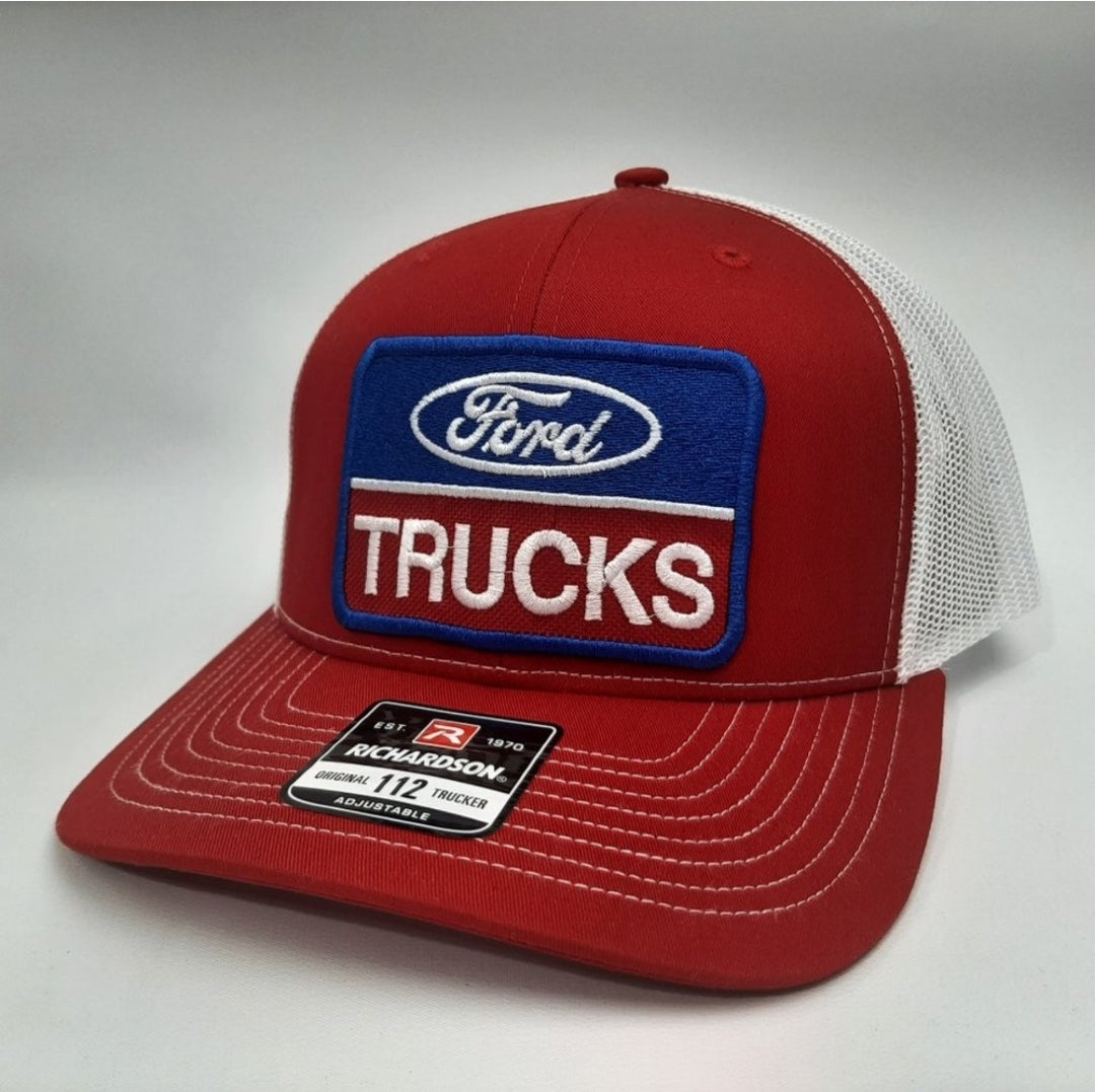 Ford Trucks Richardson 112 Trucker Mesh Snapback Cap Hat Red & White