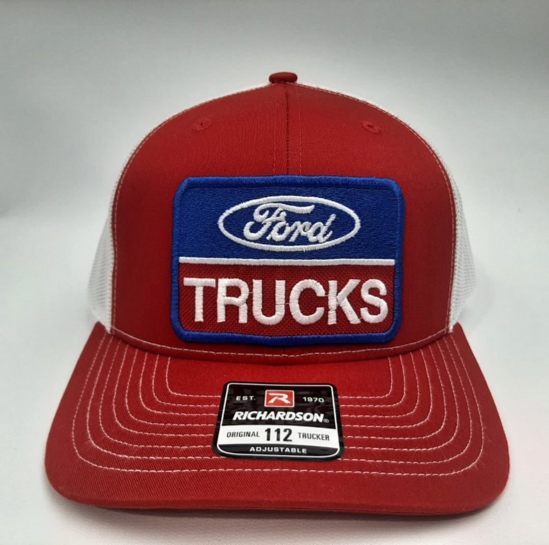 Ford Trucks Richardson 112 Trucker Mesh Snapback Cap Hat Red & White