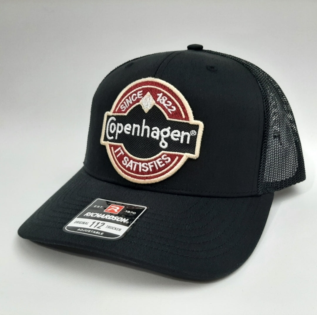 Copenhagen Patch Richardson 112 Trucker Mesh Snapback Cap Hat Black