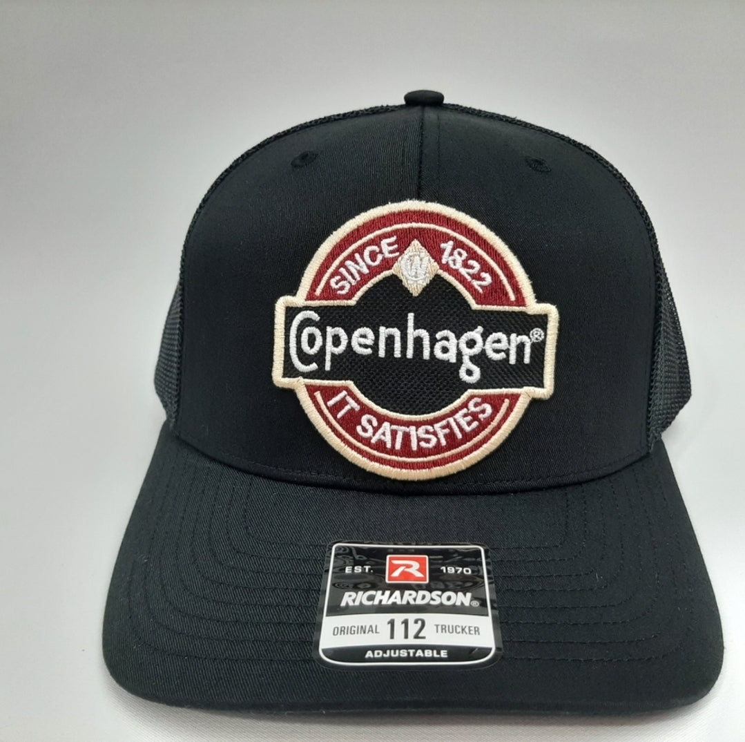 Copenhagen Patch Richardson 112 Trucker Mesh Snapback Cap Hat Black