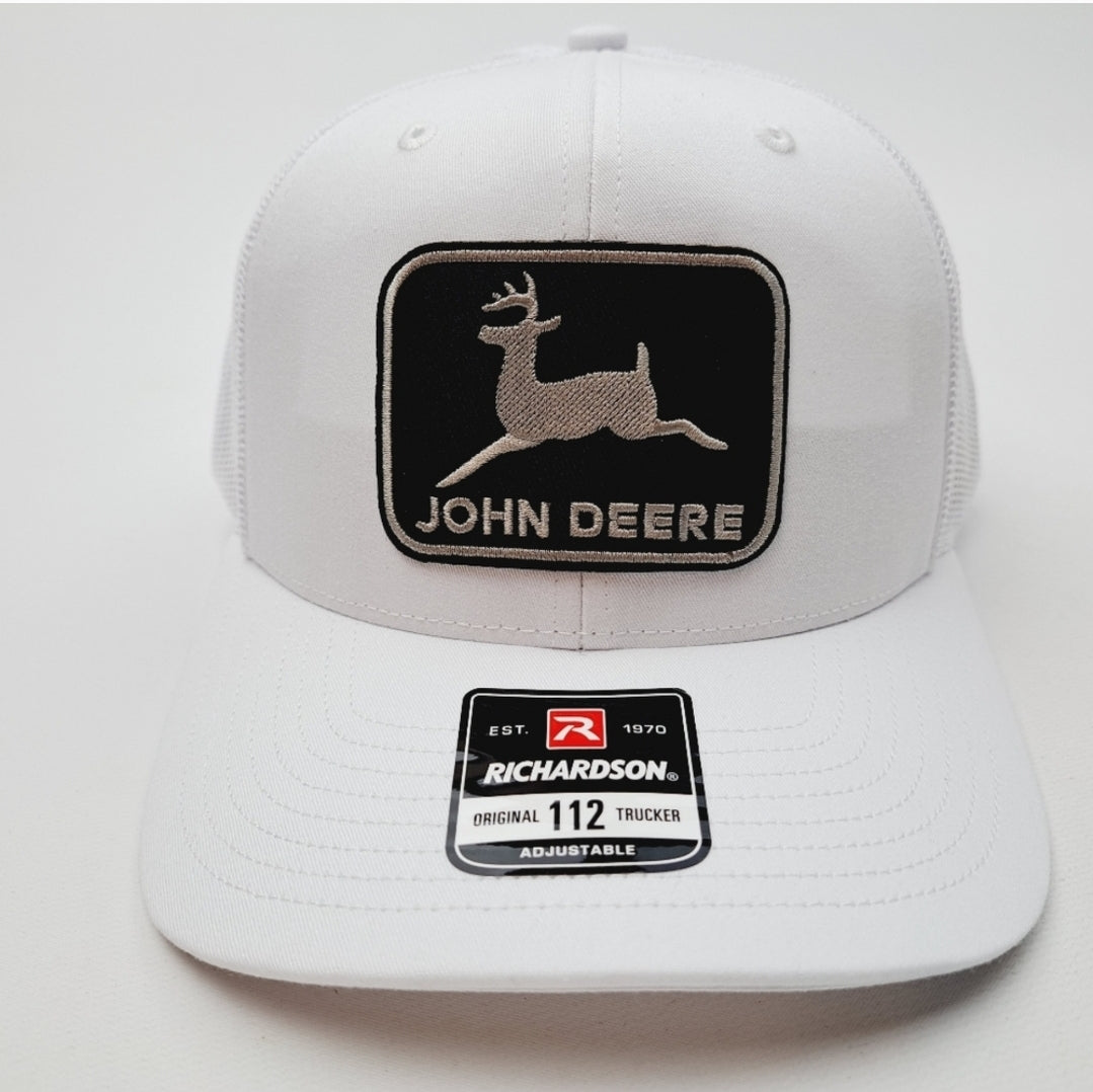 John Deere Patch Richardson 112 Trucker Mesh Snapback Cap HatWhite