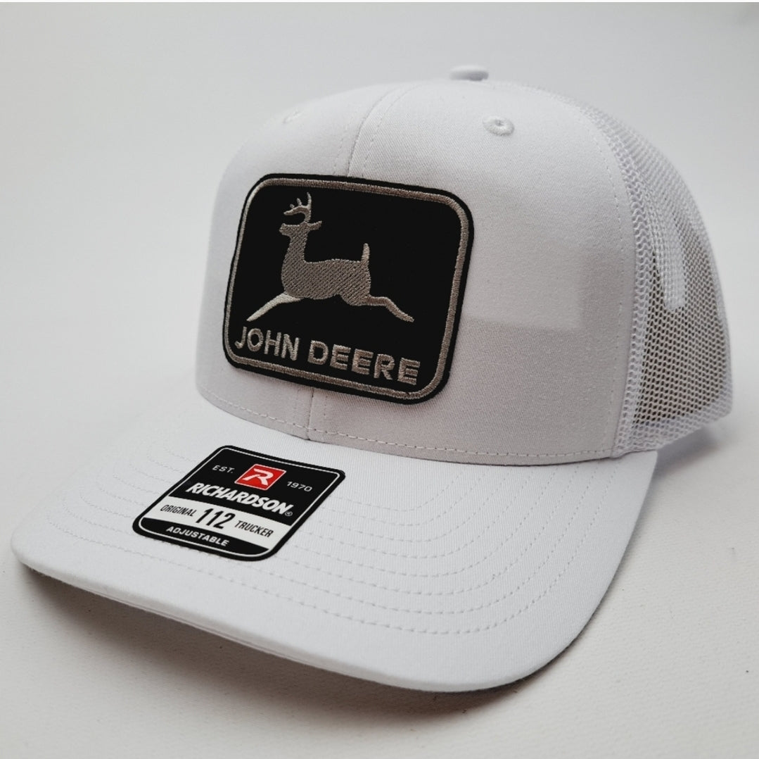 John Deere Patch Richardson 112 Trucker Mesh Snapback Cap HatWhite