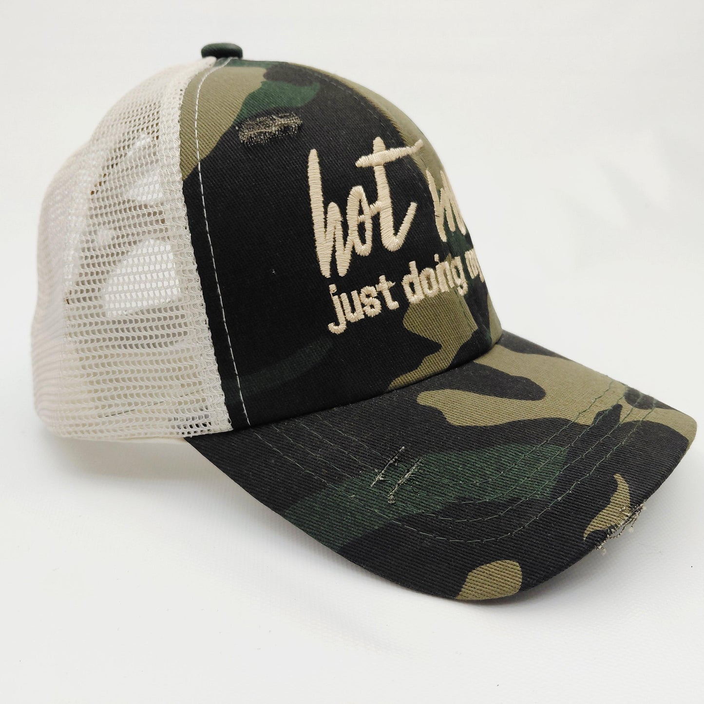 Hot Mess Just Doing My Best Camo Trucker Hat Adjustable Mesh Cap