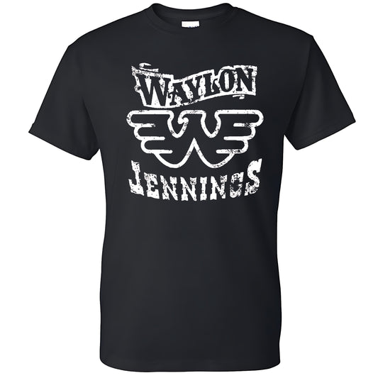 Waylon J.  Outlaw Country Music Artist Flying W T-shirt Black Cotton