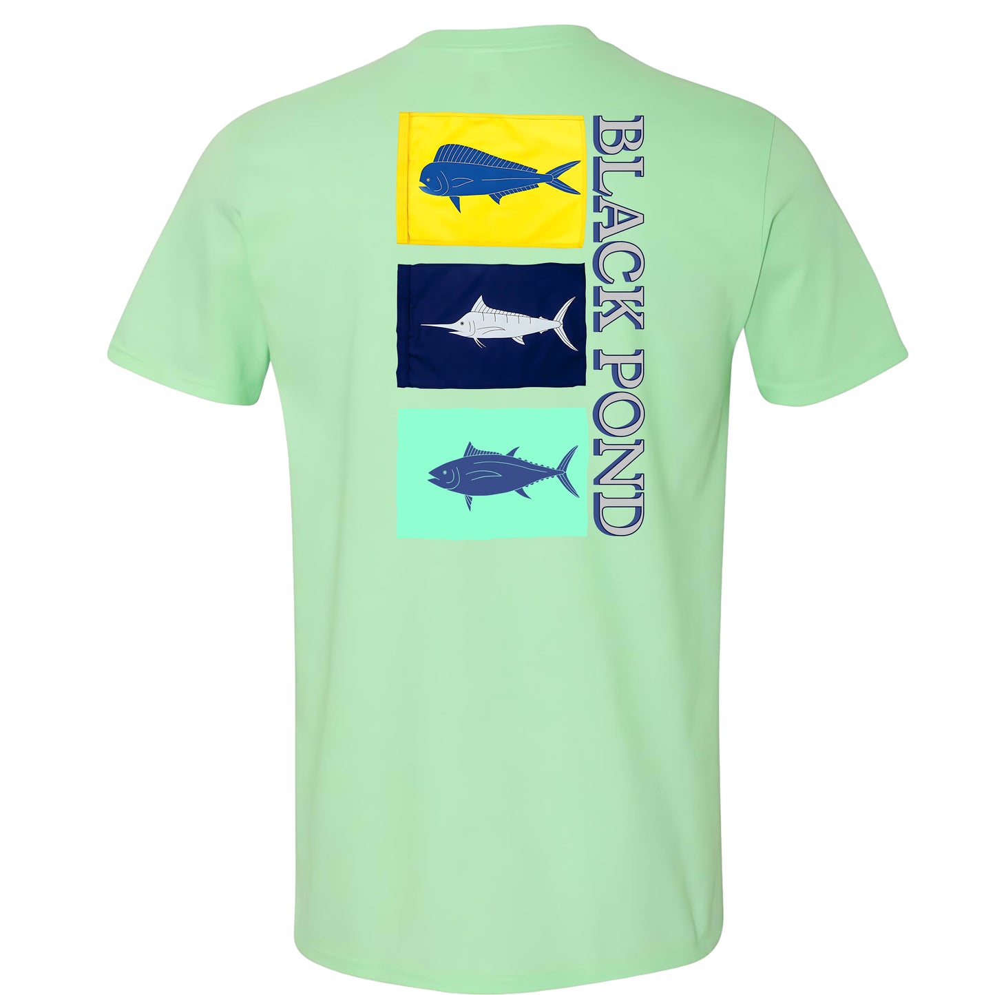 Black Pond Fish Flags T-shirt Offshore Fishing Outdoors
