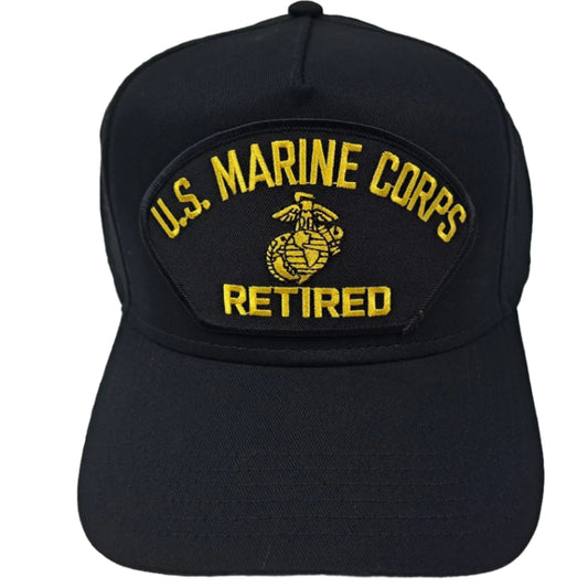 U.S. Marine Corps Retired Patch Hat Baseball Cap Adjustable Black Cotton