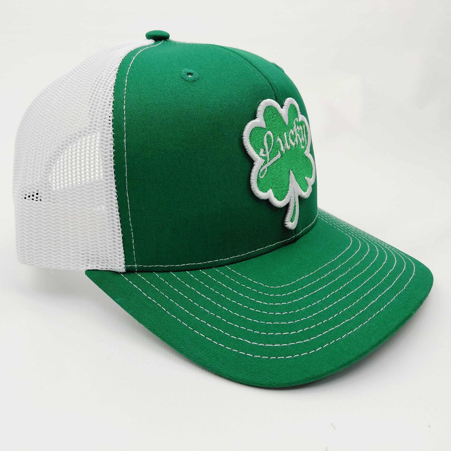 St. Patrick's Day Embroidered Clover Patch Richardson 112 Mesh Snapback