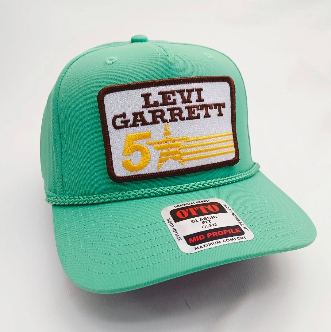 Levi Garrett 5 Star mint green snapback hat angled left view
