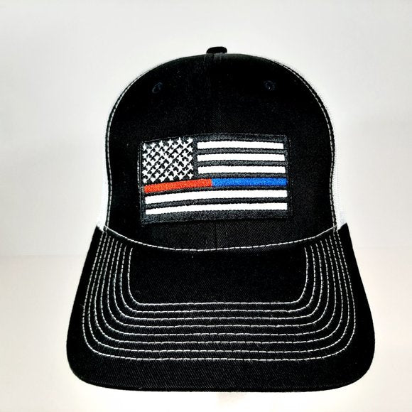 Thin Red Blue Line Baseball Cap Hat Snapback Black