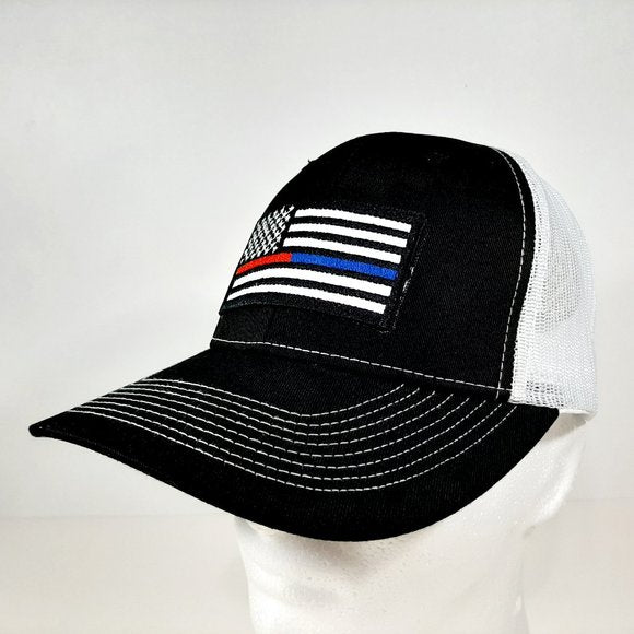 Thin Red Blue Line Baseball Cap Hat Snapback Black