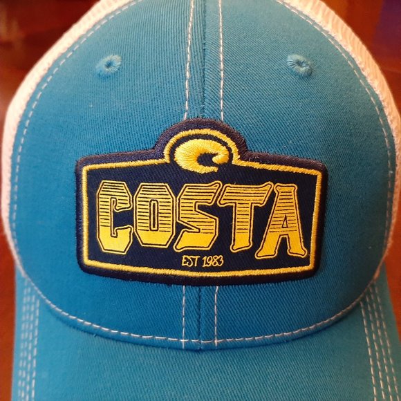 Costa Snapback Cap Hat One Size Blue & White Mesh