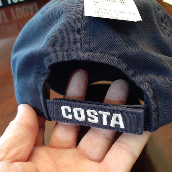 Costa Strapback Cap Hat One Size Blue & White 100%