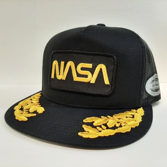 Nasa embroidered patch flat bill trucker