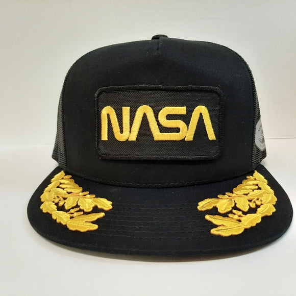 Nasa embroidered patch flat bill trucker