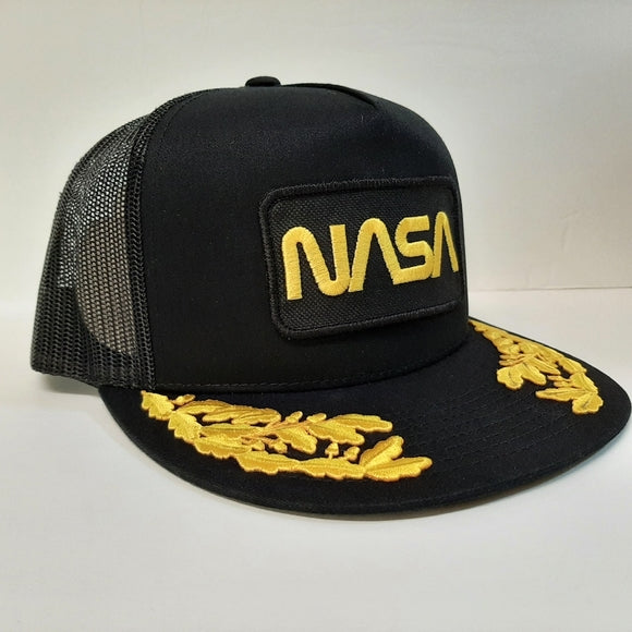 Nasa embroidered patch flat bill trucker