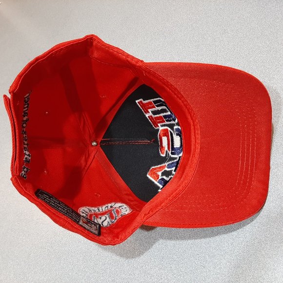 USA Puff Embroidered Baseball Cap Hat United States of America Red Strapback