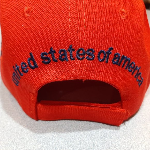 USA Puff Embroidered Baseball Cap Hat United States of America Red Strapback