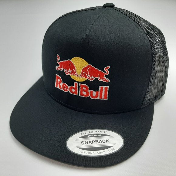 Redbull Red Bull Flat Bill Snapback Mesh Black Embroidered