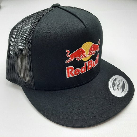 Redbull Red Bull Flat Bill Snapback Mesh Black Embroidered