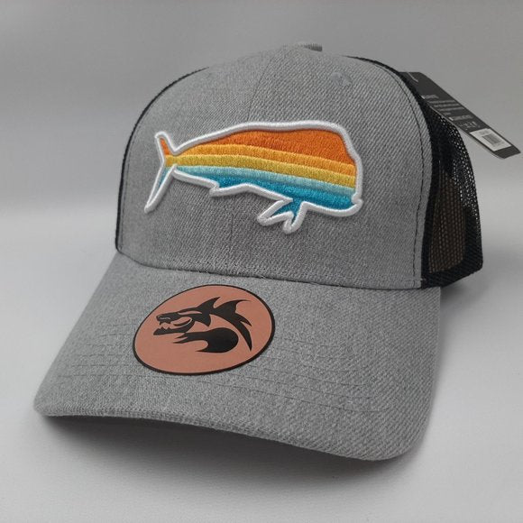 Dorado Mahi Dolphin Fish Embroidered Mesh Snapback Hat Cap
