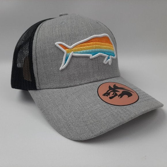 Dorado Mahi Dolphin Fish Embroidered Mesh Snapback Hat Cap