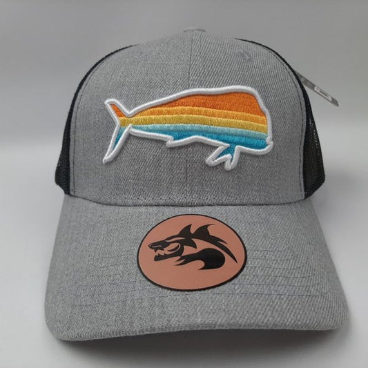 Dorado Mahi Dolphin Fish Embroidered Mesh Snapback Hat Cap