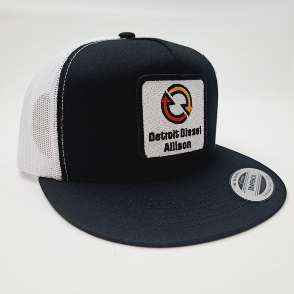 Detroit Diesel Allison Flat Bill Trucker Mesh Snapback Cap Hat Black