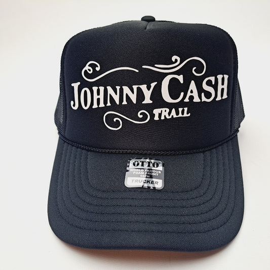 Johnny Cash Foam Mesh Snapback Trucker Hat Cap Black New