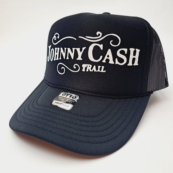 Johnny Cash Foam Mesh Snapback Trucker Hat Cap Black New