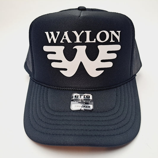 Waylon Jennings Foam Trucker Mesh Snapback Black Hat Cap
