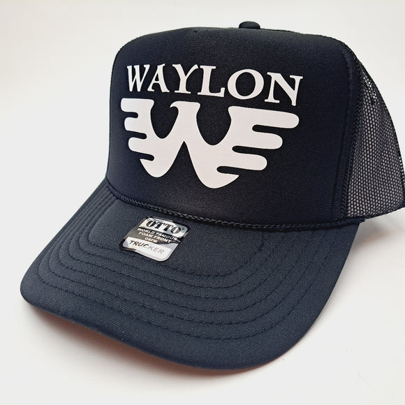 Waylon Jennings Foam Trucker Mesh Snapback Black Hat Cap