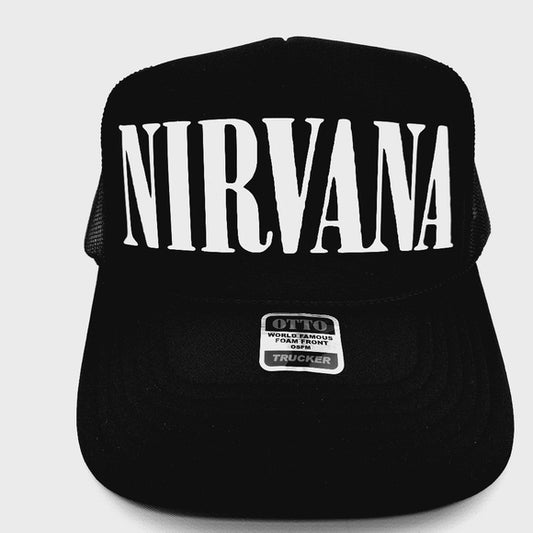 Nirvana Foam Trucker Mesh Snapback Cap Hat Black