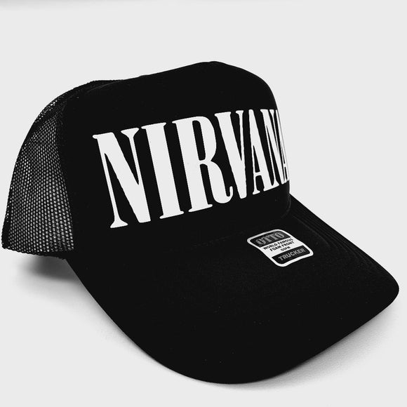 Nirvana Foam Trucker Mesh Snapback Cap Hat Black