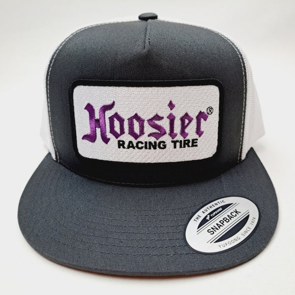 Hoosier embroidered patch Flat Bill Trucker Mesh Snapback Cap Hat Gray & White