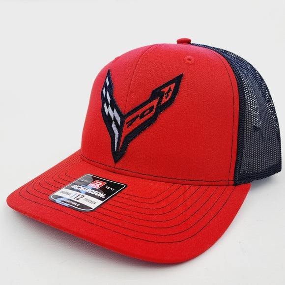 Chevy corvette Richardson 112 Trucker Mesh Snapback Hat Cap Embroidered