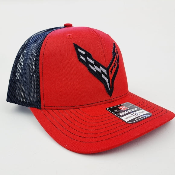 Chevy corvette Richardson 112 Trucker Mesh Snapback Hat Cap Embroidered