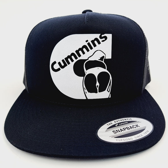 Cummins Flat Bill Trucker Mesh Snapback Black High Crown
